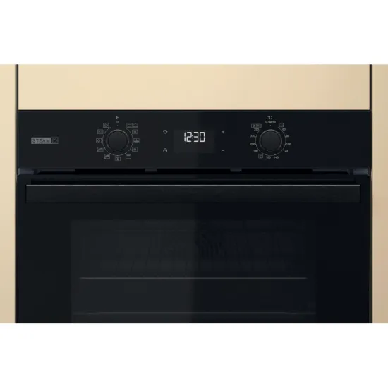 Whirlpool OMSR58RU1SB beépíthető sütő, 71L, pirolitikus és hidrolitikus tisztítás, Cook 3 funkció, 59.5x55.1x59.5 cm, fekete szín 