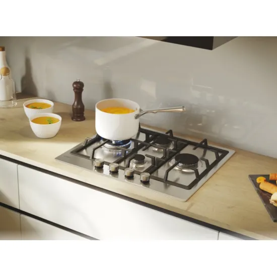 Candy CHG6D4WTX beépíthető gáz főzőlap, wok főzőzóna, 59.5x51x4.5 cm, inox szín