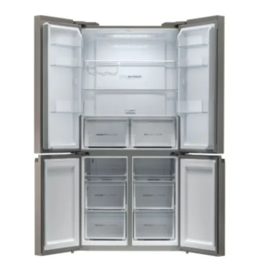 Haier HCR5919ENMM No Frost side by side hűtőszekrény, francia ajtós kialakítással, 422/221L, Dual Inverter Kompresszor, 90x874.8x190.5 cm, New Platinum inox szín 