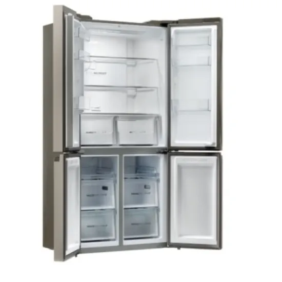 Haier HCR5919ENMM No Frost side by side hűtőszekrény, francia ajtós kialakítással, 422/221L, Dual Inverter Kompresszor, 90x874.8x190.5 cm, New Platinum inox szín 