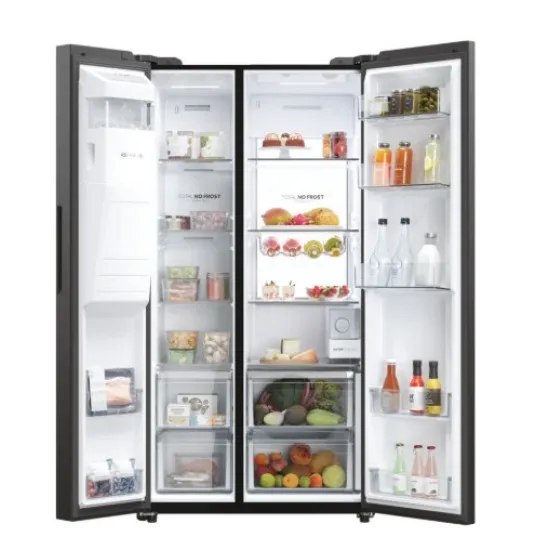 Haier HSW79F18DIPT Total No Frost side by side hűtőszekrény, 391/210L, inverter kompresszor, Wifi, 90.5x72.6x177.5 cm, fekete szín