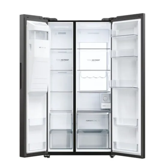 Haier HSW79F18DIPT Total No Frost side by side hűtőszekrény, 391/210L, inverter kompresszor, Wifi, 90.5x72.6x177.5 cm, fekete szín