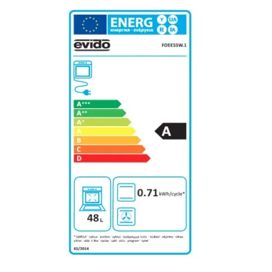 EVIDO FOEE55W.1 Free EE55W elektromos tűzhely vasmagos főzőlappal, 48L, 49.8x55.5x86 cm