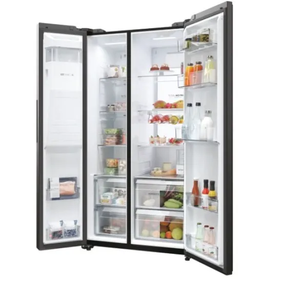 Haier HSW79F18DIPT Total No Frost side by side hűtőszekrény, 391/210L, inverter kompresszor, Wifi, 90.5x72.6x177.5 cm, fekete szín