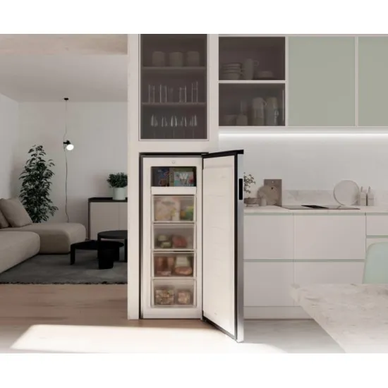 Candy CNUQ2L513EX fagyasztószekrény, 169L, 54.5x57x138 cm, inox szín 