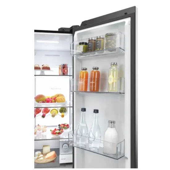 Haier HSW79F18DIPT Total No Frost side by side hűtőszekrény, 391/210L, inverter kompresszor, Wifi, 90.5x72.6x177.5 cm, fekete szín