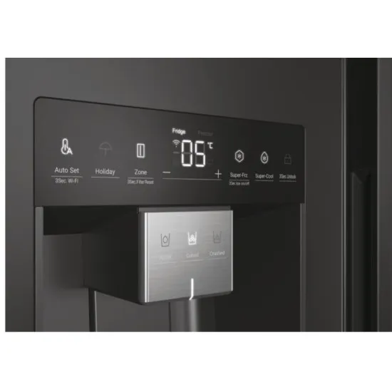 Haier HSW79F18DIPT Total No Frost side by side hűtőszekrény, 391/210L, inverter kompresszor, Wifi, 90.5x72.6x177.5 cm, fekete szín