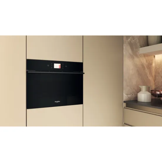 Whirlpool WCW9O7PHTSB beépíthető kompakt sütő és mikró, 53L, Crisp funkció, 950W, 55.9x54.3x45.5 cm, fekete szín 