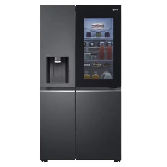 LG GSXV91MCAE Total No Frost side by side hűtőszekrény, 416/219L, Wifi, inverter kompresszor, 91.3x73.5x179 cm, matt fekete szín 