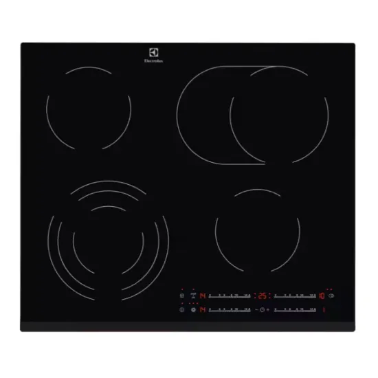 Electrolux EHF6547FXK beépíthető kerámialap, 59x52x3.8 cm, fekete szín 