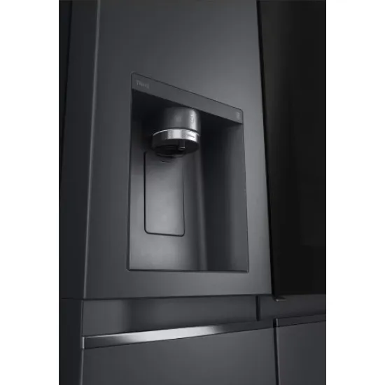 LG GSXV91MCAE Total No Frost side by side hűtőszekrény, 416/219L, Wifi, inverter kompresszor, 91.3x73.5x179 cm, matt fekete szín 