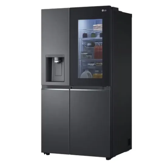 LG GSXV91MCAE Total No Frost side by side hűtőszekrény, 416/219L, Wifi, inverter kompresszor, 91.3x73.5x179 cm, matt fekete szín 