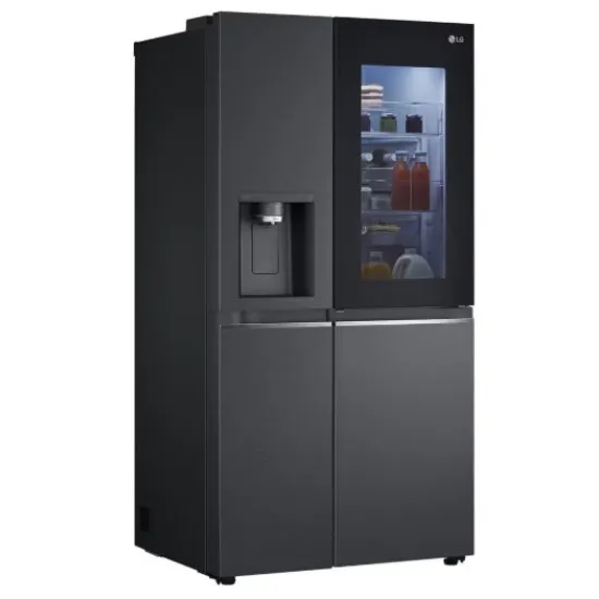 LG GSXV91MCAE Total No Frost side by side hűtőszekrény, 416/219L, Wifi, inverter kompresszor, 91.3x73.5x179 cm, matt fekete szín 