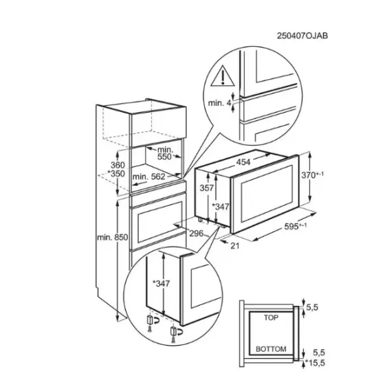 AEG MBB1756SEM beépíthető mikrohullámú sütő, 16.8L, 800W, 59.4x31.6x37.1 cm, fekete/inox