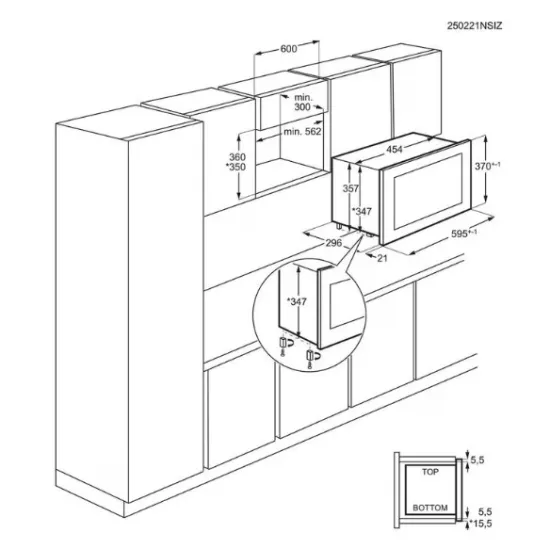 AEG MBB1756SEM beépíthető mikrohullámú sütő, 16.8L, 800W, 59.4x31.6x37.1 cm, fekete/inox