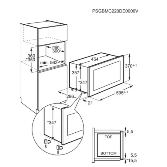 AEG MBB1756SEM beépíthető mikrohullámú sütő, 16.8L, 800W, 59.4x31.6x37.1 cm, fekete/inox