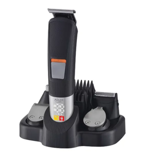 Adler AD 2943 5 az 1 ben multifunkciós testszőrzetnyíró, orrszőrzetvágó, borotva, hajvágó, szakállvágó és precíziós vágó, fekete/szürke szín