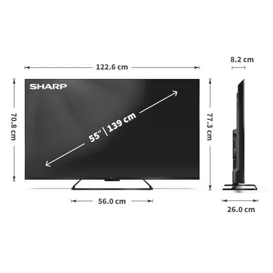 Sharp 55HR7265E 4K UHD Smart QLED TV, 55", 139.7 cm 