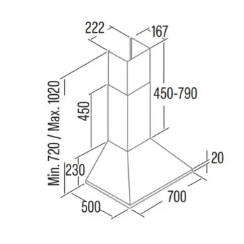 Cata OMEGA 700 WH/L fehér kürtös konyhai elszívó 70cm