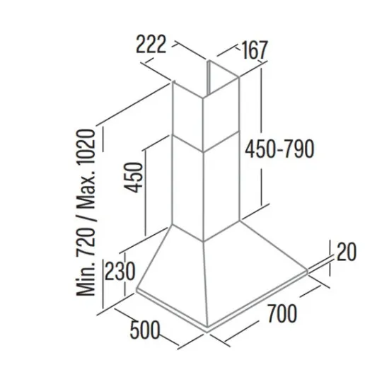 Cata OMEGA 700 WH/L fehér kürtös konyhai elszívó 70cm
