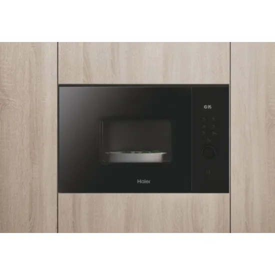 Haier H38FMWID627N beépíthető mikrohullámú sütő, 25L, 900W, 59.4x38.8x38.2 cm, fekete szín 