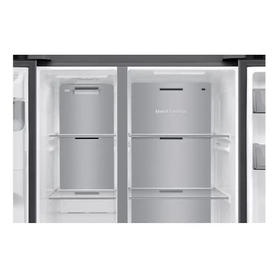 Samsung RS70F64KETEO side by side hűtőszekrény, 420/220L, AI inverteres kompresszor, 91.2x72.6x178.4 cm, matt metál DOI szín