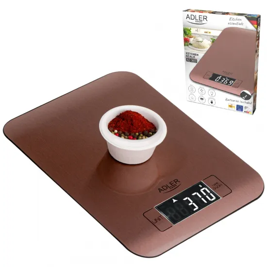 Adler AD3183C digitális konyhai mérleg, 5kg-os méréshatárral, réz szín