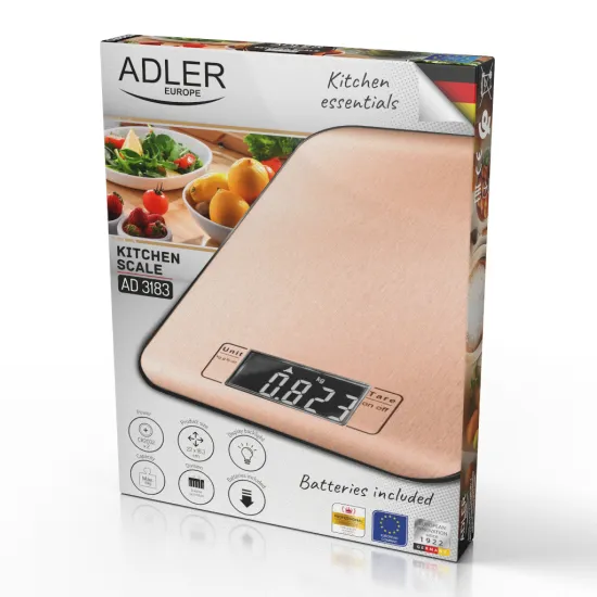 Adler AD3183C digitális konyhai mérleg, 5kg-os méréshatárral, réz szín