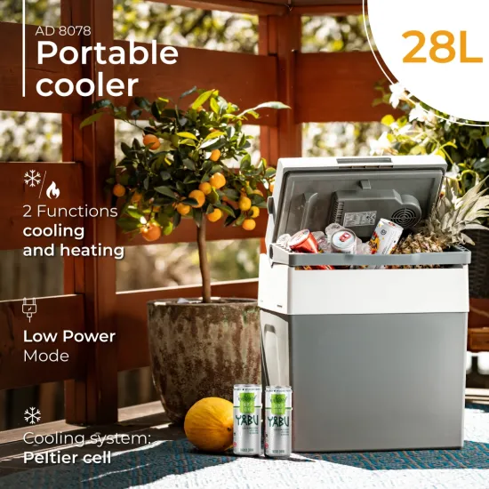 Adler AD8078 elektromos hűtőtáska, 28L, szürke szín 