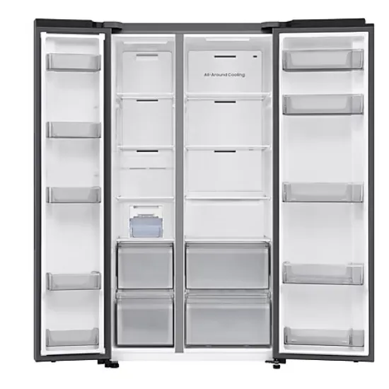 Samsung RS70F65QETEO side by side hűtőszekrény, 420/239L, AI Inverteres Kompresszor, 91.2x72.6x178.4 cm, matt metál szín 