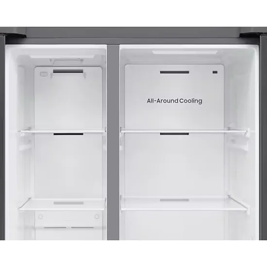Samsung RS70F65QETEO side by side hűtőszekrény, 420/239L, AI Inverteres Kompresszor, 91.2x72.6x178.4 cm, matt metál szín 