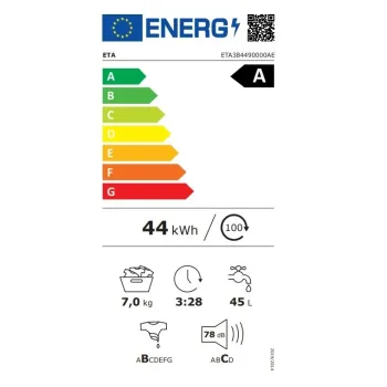 Eta 384490000AE felültöltős mosógép, 7 kg, inverter motor, 40x61x88 cm