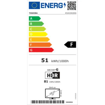 Toshiba 43UV2463DG 4K UHD Smart TV, 43", 109.22 cm