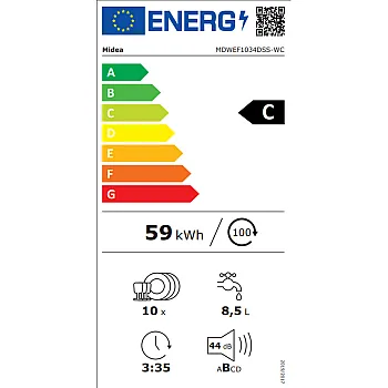 Midea MDWEF1034DSS-WC mosogatógép, 10 teríték, 3 kosár, Wifi, automatikus ajtónyitás, 44.8x60x84.5 cm, inox szín 