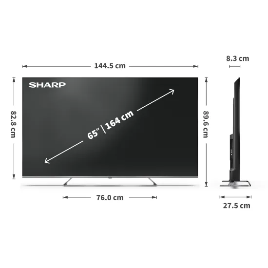 Sharp 65JP7265E 4K UHD Smart QLED MiniLED TV, 65", 165.1 cm 