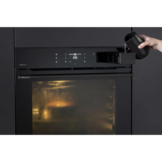 Hisense BAS614P8B beépíthető sütő, 77L, Wifi, pirolitikus tisztítás, 59.5x56.4x59.5 cm, fekete szín 