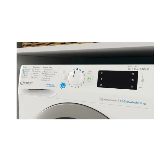 Indesit BDE 86436 WSV EE mosó-szárítógép, 8/6 kg, inverter motor, gőz, 59.5x54x85 cm 
