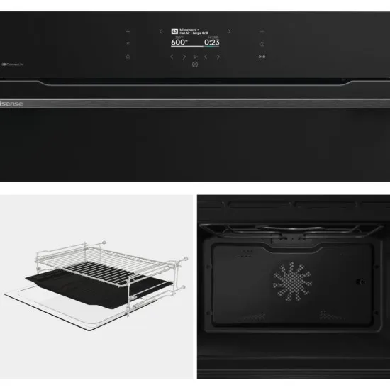 Hisense BIM406A8B beépíthető kompakt sütő és mikró, 50L, 59.5x54.6x45.5 cm, fekete szín 