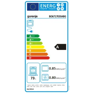 Gorenje BO6717E03ABG beépíthető sütő, 73L, 59.5x53x59.5 cm, fekete szín 