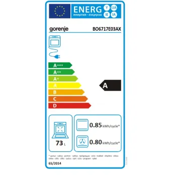 Gorenje BO6717E03AX beépíthető sütő, 73L, 59.5x53x59.5 cm, inox szín