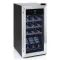 Eta 952890010GN kompresszoros borhűtő, 15 palackos kapacitás, állítható hőmérséklet-tartomány: 5-18 °C, fekete színű rozsdamentes acél ezüst kerettel, 44L, 34.5x45x69.3 cm