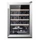 Eta 953190010GN kompresszoros borhűtő, 20 palackos kapacitás, állítható hőmérséklet-tartomány: 5-18 °C, fekete színű rozsdamentes acél ezüst kerettel, 53L, 43x45x64 cm 