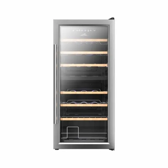 Eta 953590010GN kompresszoros borhűtő, 32 palackos kapacitás, 2 zóna, zónánként állítható hőmérséklet tartomány:5-18 °C, fekete színű rozsdamentes acél ezüst kerettel,86L, 53.5x46.5x88 cm 