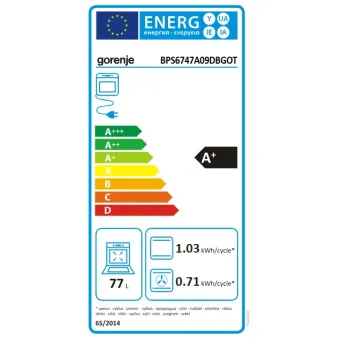 Gorenje BPS6747A09DBGOT beépíthető sütő, 77L, pirolitikus tisztítás, 59.5x56.4x59.5 cm, fekete szín 