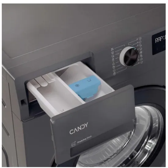 Candy BR 26SSB6G-S elöltöltős mosógép, 6 kg, gőz, Wifi, inverter motor, 59.5x42x85 cm, antracit szín 