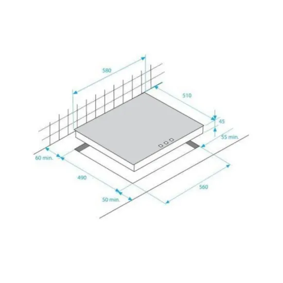 Beko HIC64402T beépíthető kerámialap, 60x51x3.7 cm, fekete szín 