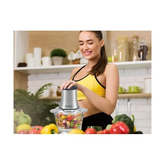 Beper P102ROB001 aprító, 500W, 1.5L, üvegtállal, ezüst szín 