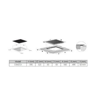 Candy CI642CA beépíthető indukciós kerámialap, fekete szín, 59x52x6.2 cm