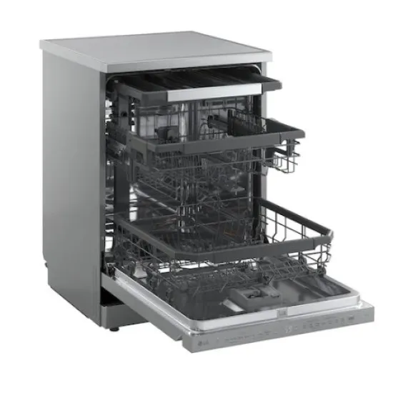 LG DF375HVS mosogatógép, 14 teríték, inverter motor, 3 kosár, automatikus ajtónyitás, 60x60x85 cm, hamvas ezüst szín 