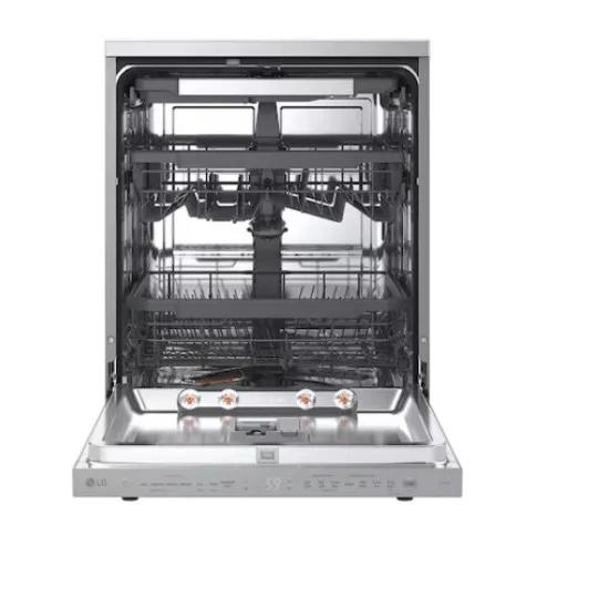 LG DF375HVS mosogatógép, 14 teríték, inverter motor, 3 kosár, automatikus ajtónyitás, 60x60x85 cm, hamvas ezüst szín 